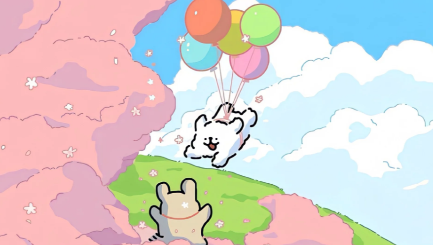 线条小狗玩耍的场景