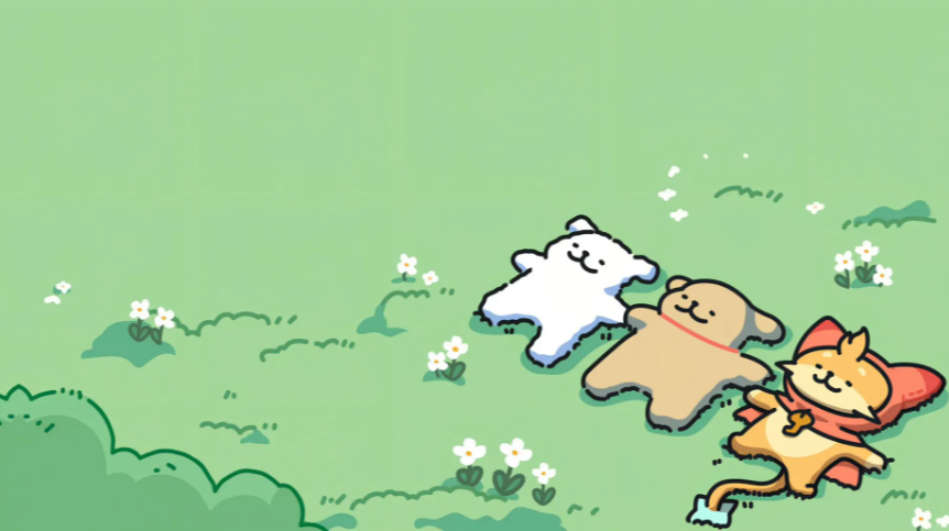 线条小狗依偎的场景